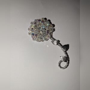 Juliana AB Silver Tone 4 Inch Domed Flower Brooch